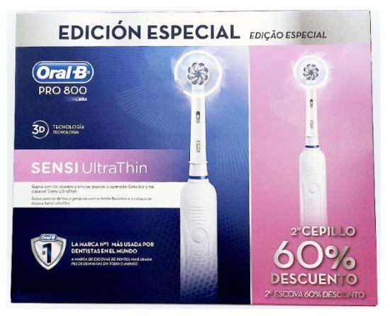 Pro800 Sensi Ultra Thin Electric Toothbrush Set 2 Pieces